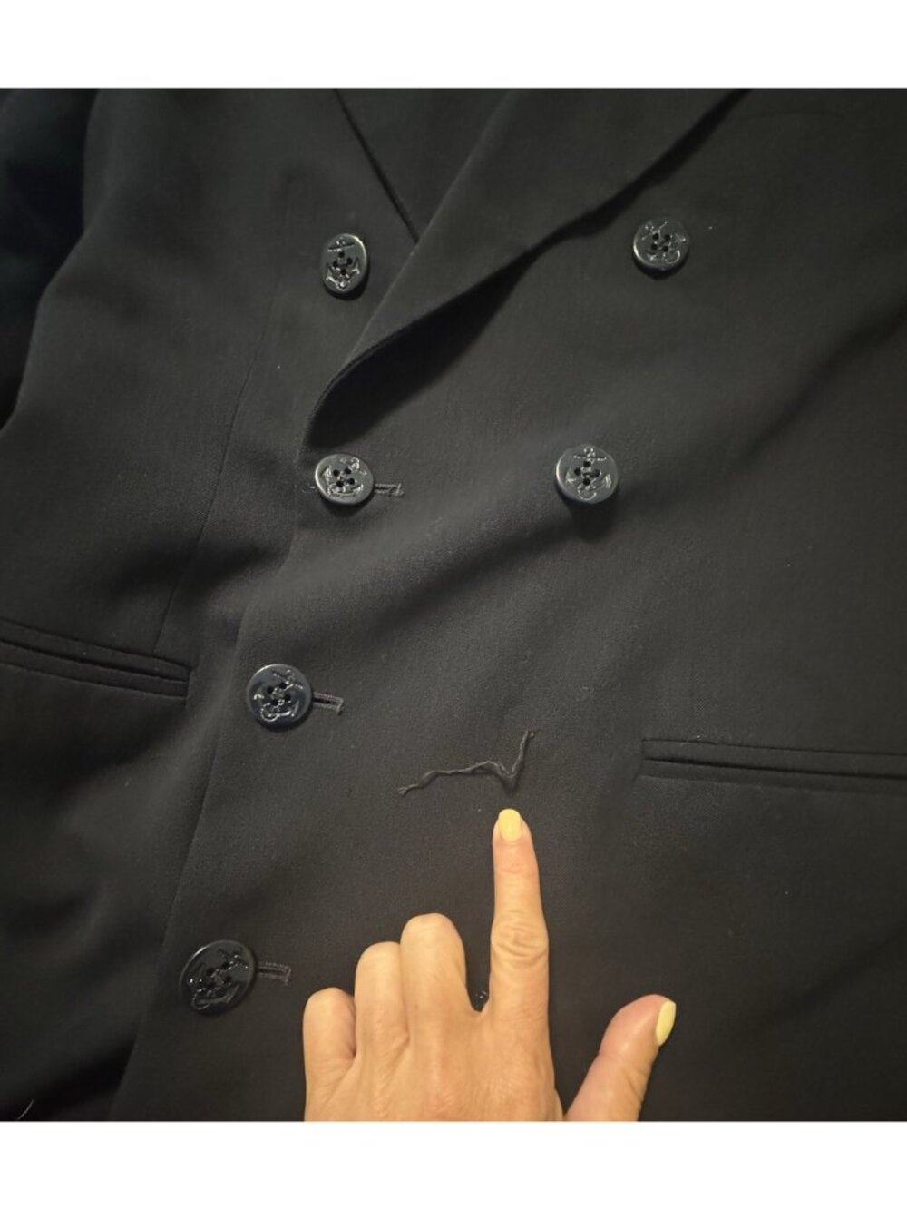 VTG Ralph Lauren Sz 6 Navy Wool Double Breasted Admiral Embroidered Jacket USA - Picture 6 of 15